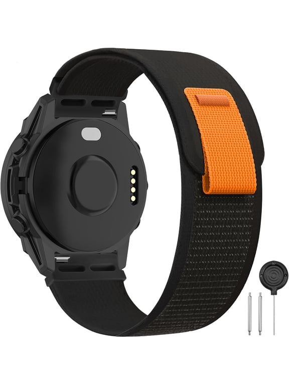 -Nylon Watch Band for Garmin Forerunner 965/970/955/945/935/fenix5/fenix6, Hook and Loop Sport Replacement Strap for Garmin Instinct/Instinct2/Instinct3 45mm