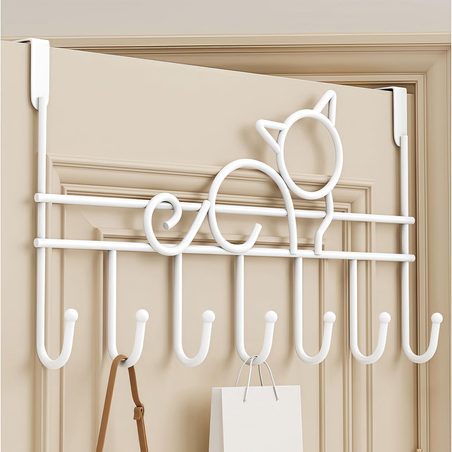 White Baby Robe UITBDWR-Over The Door Hook, Cat-Shaped Over Door Hanger for Coat, Towel ...