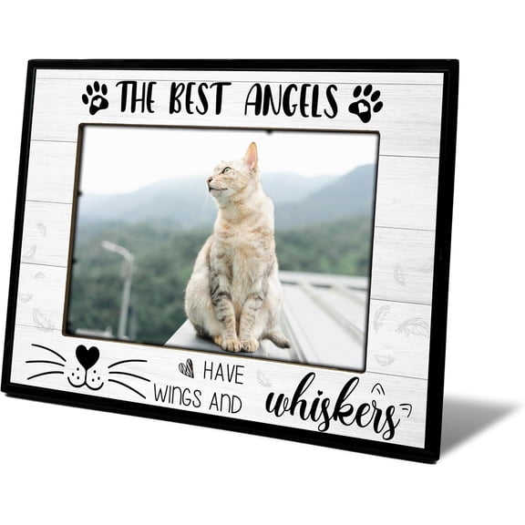 UITBDWR-Pet Memorial Gifts, Loss of Cat Sympathy Gift Wooden Photo Frame, Cat Memorial Gifts for Loss of Cat, 4x6 Picture Frame for Tabletop Display Photo Insert - L01