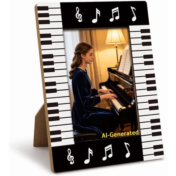 UITBDWR-Piano Keyboard Picture Frame 5.7x7.9 in, Music Wood Photo Frame for Desk