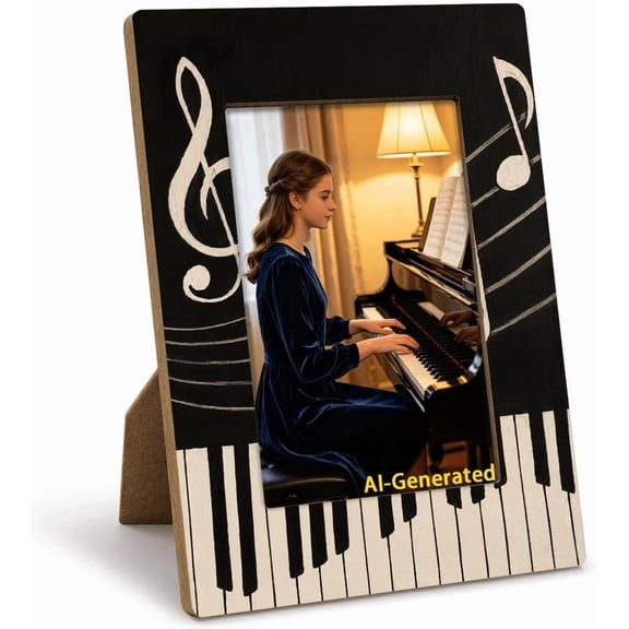 UITBDWR-Piano Music Picture Frame 5.7x7.9 in, Melody Wood Photo Frame for Desk