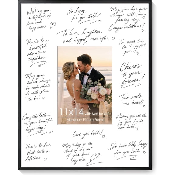 UITBDWR-Signature Picture Frame 11x14, Aluminum Signable Frame with Mat, Black