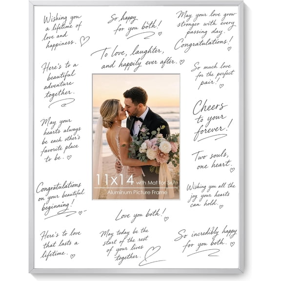 UITBDWR-Signature Picture Frame 11x14, Aluminum Signable Frame with Mat, Silver