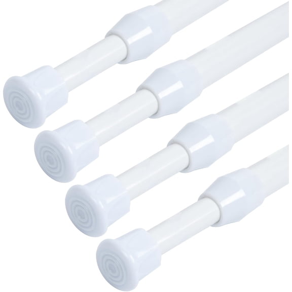 UITBDWR-Spring Shower Curtain Rod, 4 Pack Cupboard Bars Tensions Rods 16 to 28 Inches Adjustable Extension Rod for Bathroom Window Closet Wardrobe Bar DIY Projects (White, 16-28 in-4 Pcs)