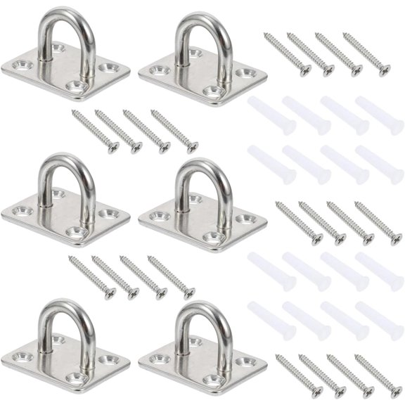 UITBDWR-Stainless Steel U Shaped Tube Hook Accessories 6 Pack Hook Bases with Anchors and Screws Fixed Boards Door Buckles for Garage Utility Storage 1.37 X 1.18 X 0.98 in