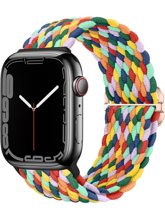 -Stretchy Solo Loop Compatible with Apple Watch Band 49mm 46mm 45mm 44mm 42mm 41mm 40m 38mm for Women Men,Sport Breathable Braided Wristband for iWatch Series 12 11 10 9 8 7 6 5 4 3 2 1 SE Ult