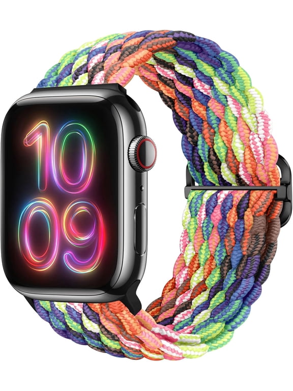 -Stretchy Solo Loop Compatible with Apple Watch Band 49mm 46mm 45mm 44mm 42mm 41mm 40m 38mm for Women Men,Sport Breathable Braided Wristband for iWatch Series 12 11 10 9 8 7 6 5 4 3 2 1 SE Ult