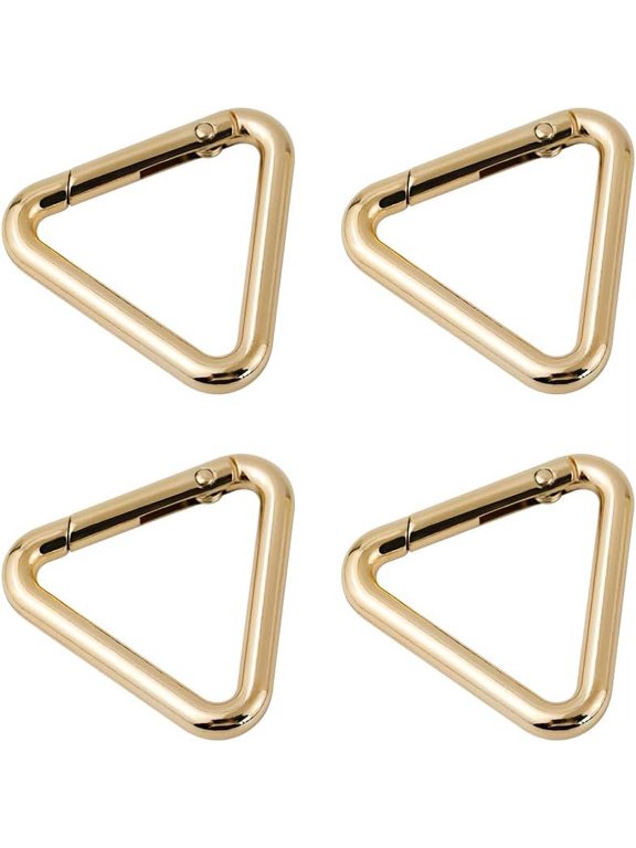 -Triangle Key Ring, Spring Snap Clip Hook Trigger Keychain Kettle Buckle for Bags Purses (1in, Gold)