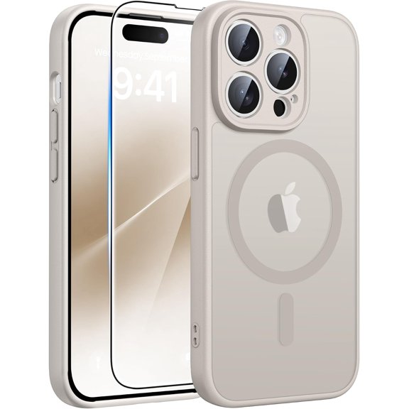 UITBDWR-for iPhone 14-Pro Case Stone: Translucent Compatible with MagSafe
