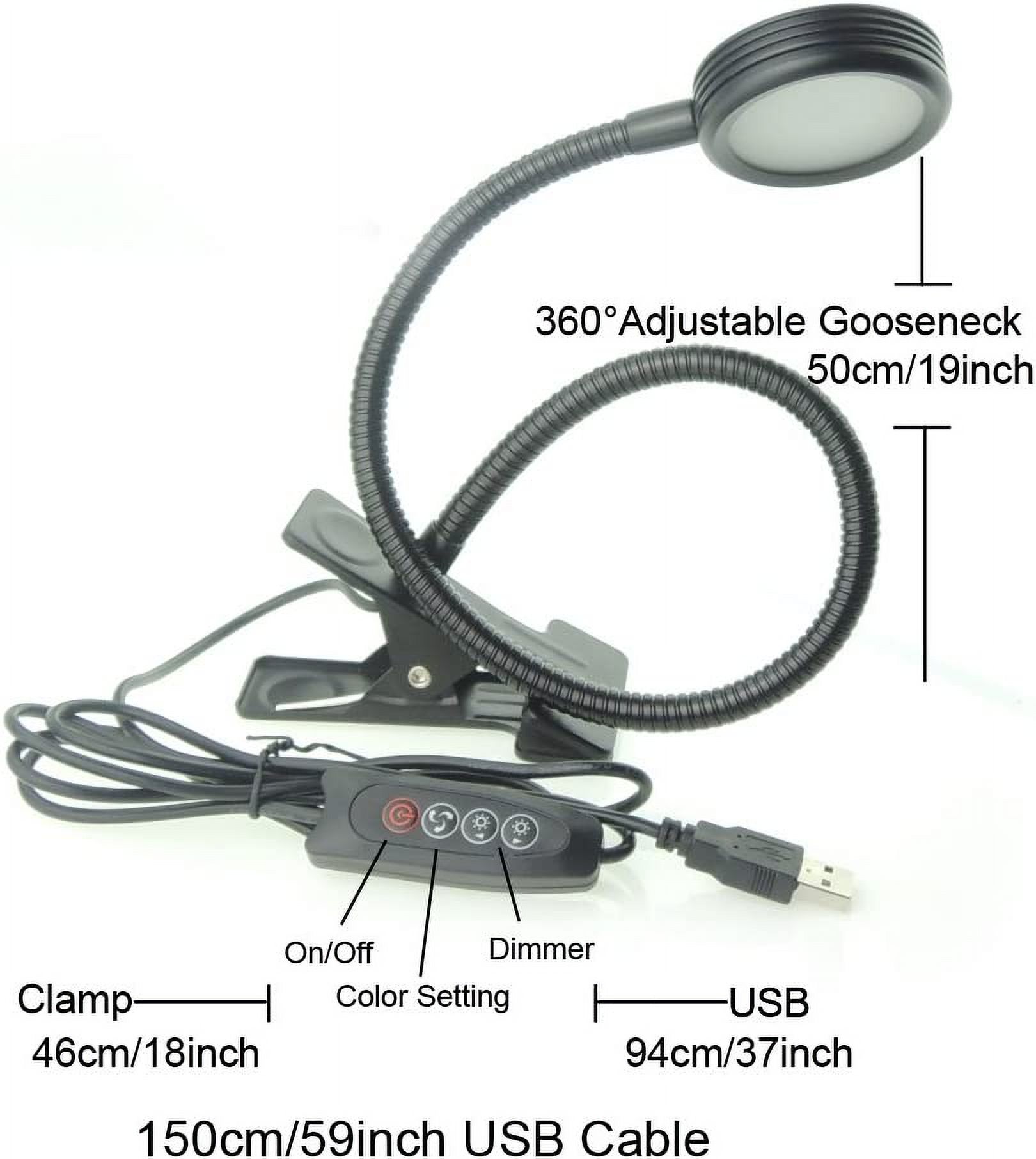 UITTG-Dimmable Clip on Clamp LED Gooseneck Desk Light Lamp, Clip-on 3 ...