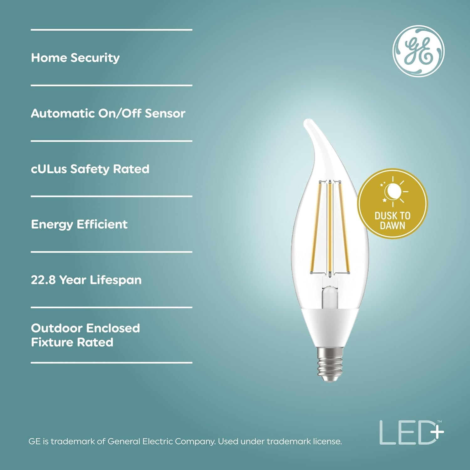 UITTG-LED+ CA11 Dusk to Dawn LED Light Bulbs, Automatic On/Off Outdoor Security Lights, Daylight, E12 Candelabra Base (2 Pack)