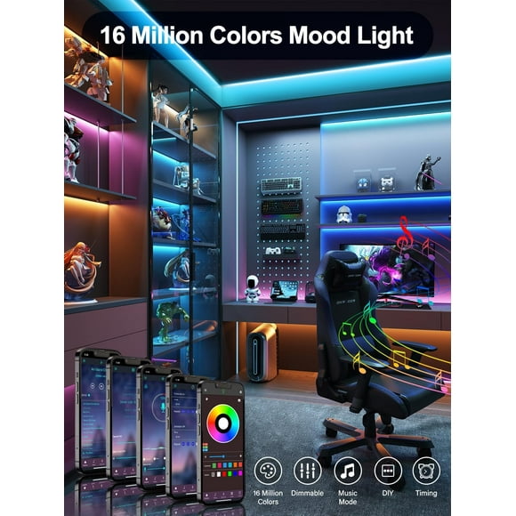 UITTG-Led Lights for TV, 20ft TV Backlight for 32-80 Inch, USB Light Strip with Remote, App Control, RGB Strip Lights Music Sync Color Changing Led Lights for Bedroom, Gaming Accessories