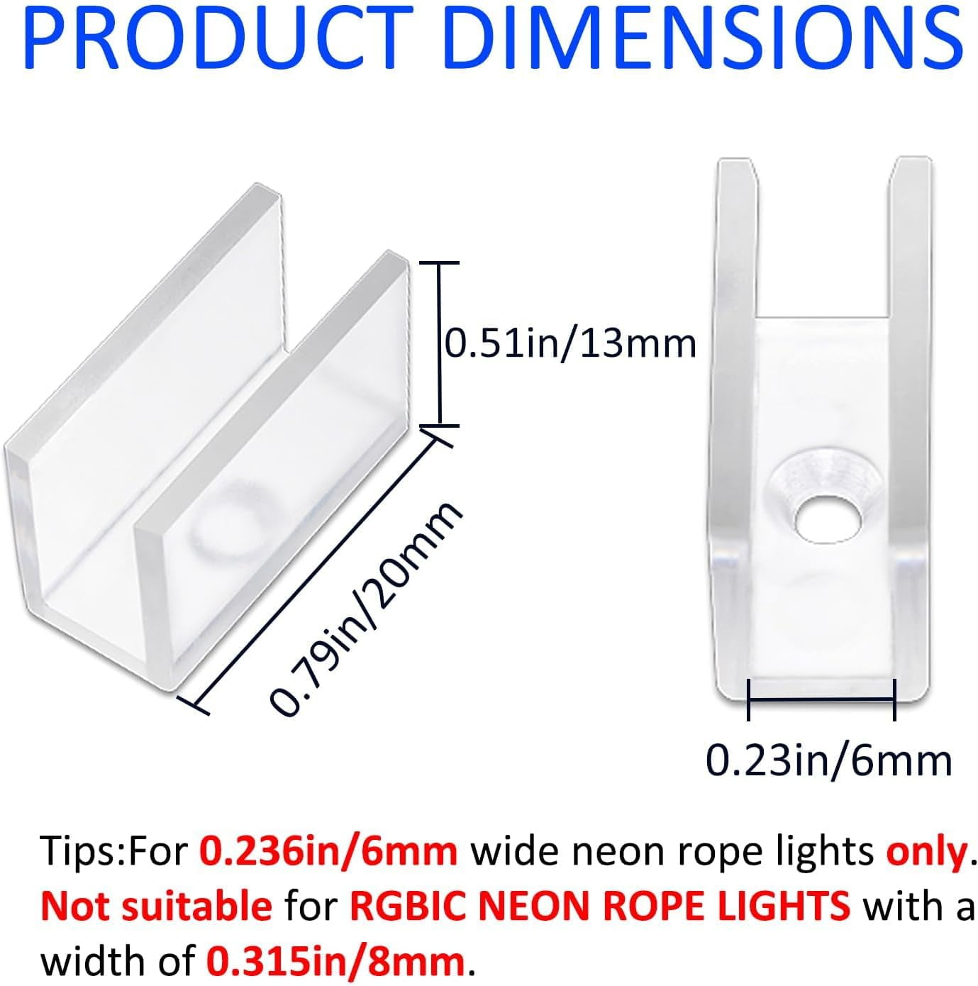 UITTG-Neon Rope Light Mounting Brackets, 50PCS Neon Lights Install ...