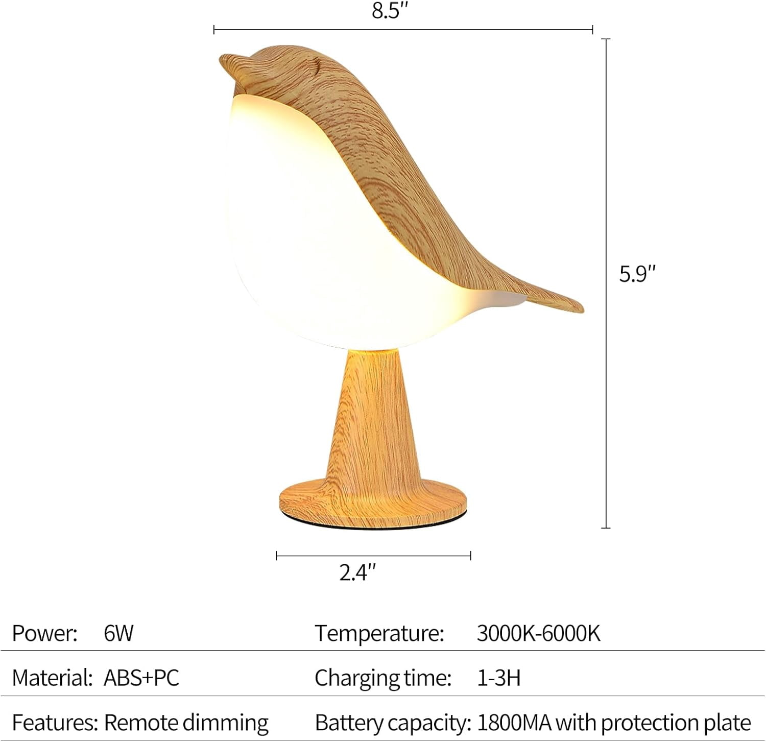 UFO Desk Lamp With Tree Trunk Base - LED Rechargeable Night Light For Bedroom