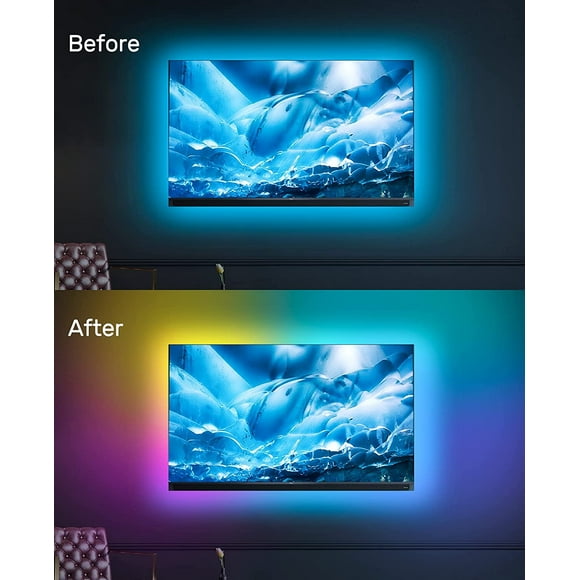 UITTG-TV Led Backlight, 16.4ft ICRGB LED Lights for TV Smart Led Lighting for 65-85inch Monitor, USB Led Lights Behind Backlight Sync with Music, Bluetooth APP Control with Remote