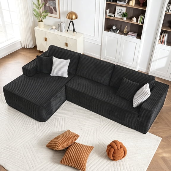 UIVJGAG 108" Modular Cloud Sectional Sofa, Plush Corduroy, High-Density Memory Foam, Deep Seats, Oversized Modern Sleeper Sofa for Living Room