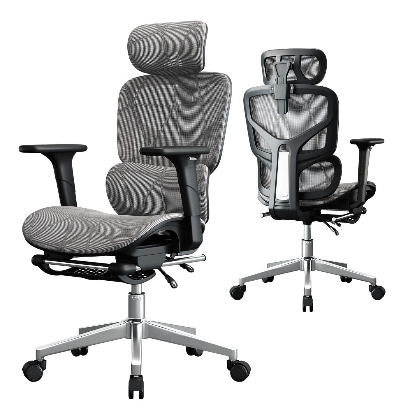 UIVJGAG ergonomic High Back Mesh Office Chair with Footrest, Adjustable Headrest, Lumbar Support & 3D Armrests, Big and Tall Executive Computer Desk Chair for Home Office, Workspace & Study