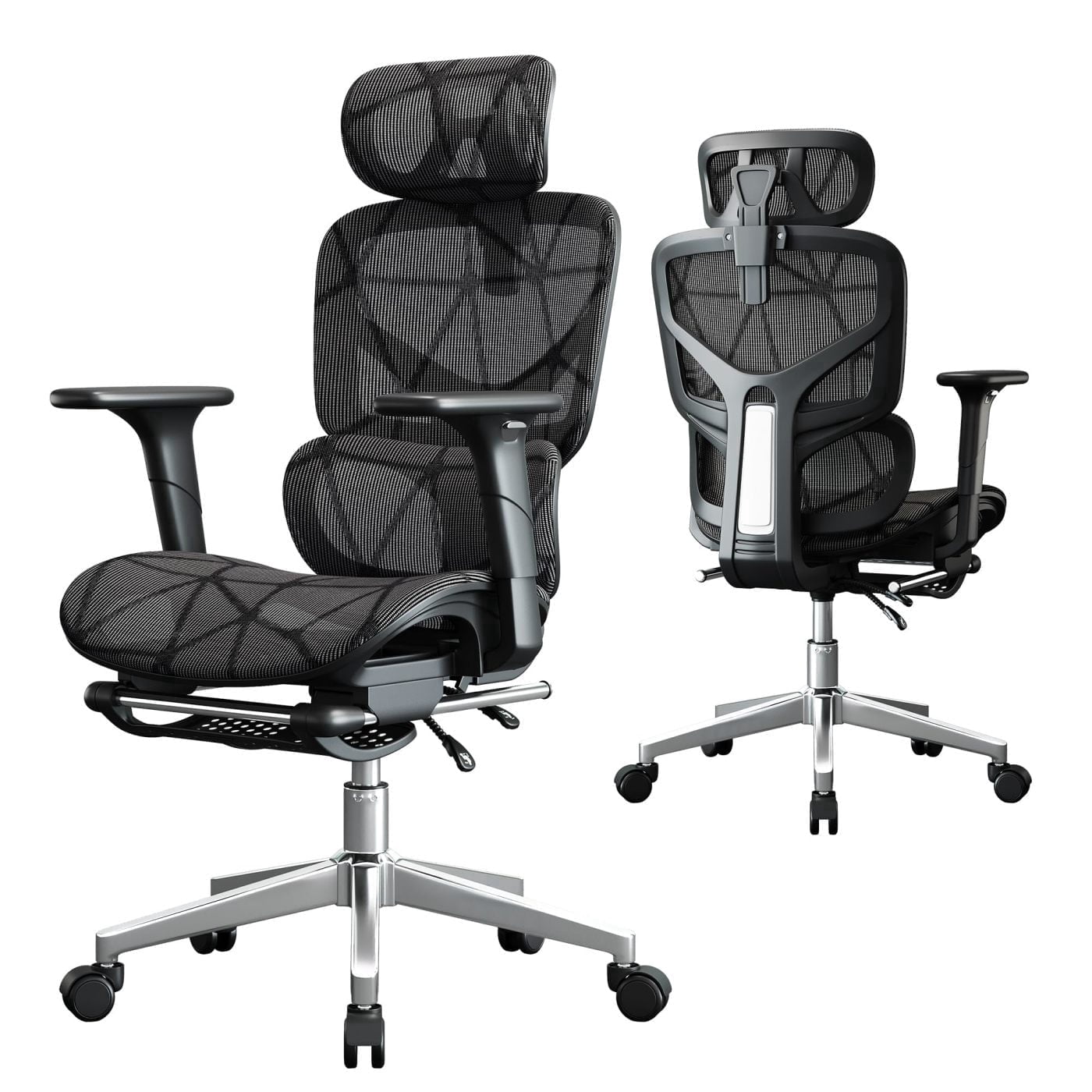 UIVJGAG ergonomic High Back Mesh Office Chair with Footrest, Adjustable Headrest, Lumbar Support & 3D Armrests, Big and Tall Executive Computer Desk Chair for Home Office, Workspace & Study