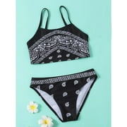 UIX Baby Girl Outfits Butterflies Retro Suspender Swimwear Swimsuit Summer 2PCS Bikini