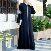 UIX Maxi Abaya Dresses Vintage Dress Floral Printed Long Women Kaftan Clothes