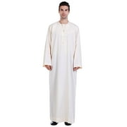 UIX Men's Arab Middle Solid Color Stand Collar Robe