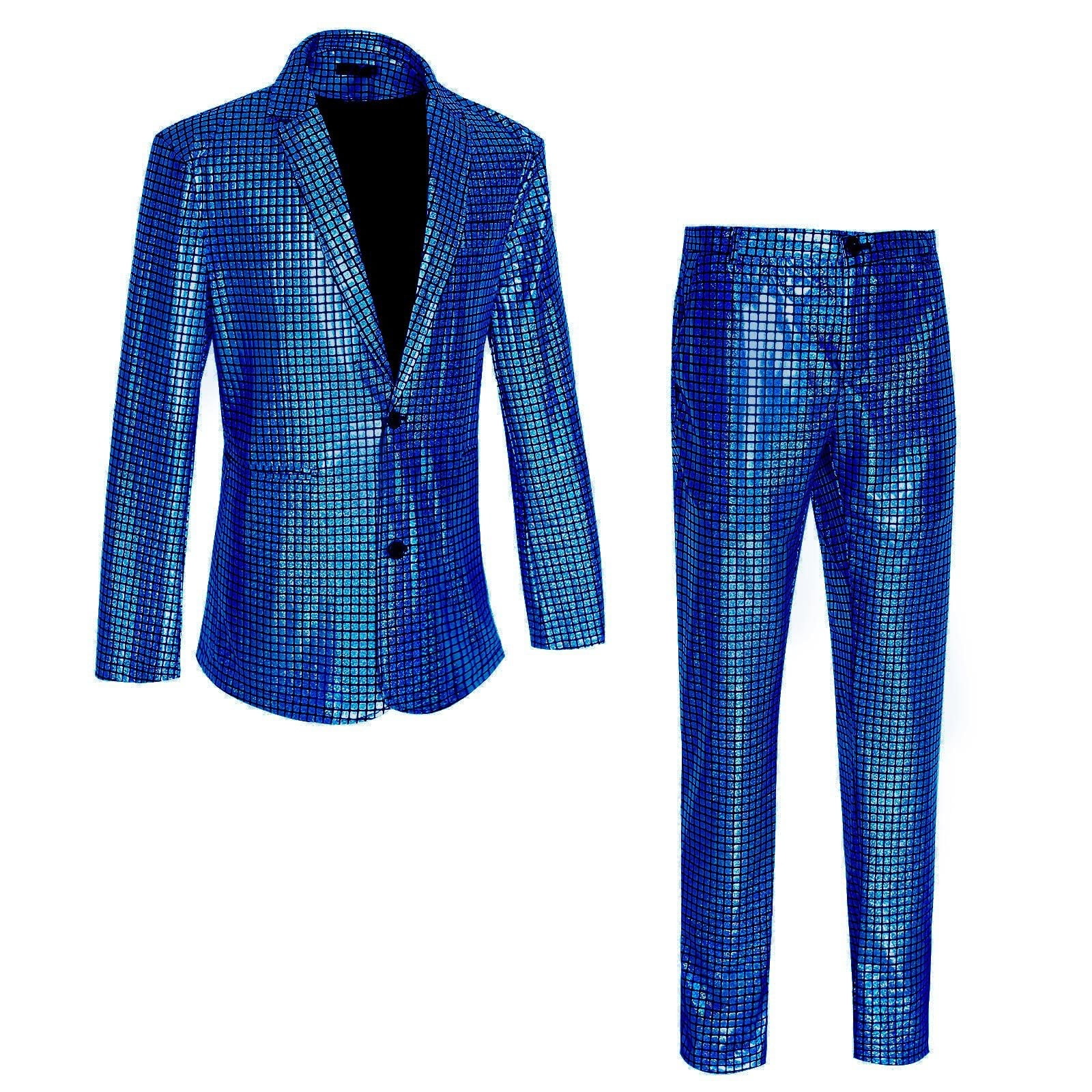 UIX Men's Sequin Checkered Suit Party Stage Nightclub Dazzling and Cool ...