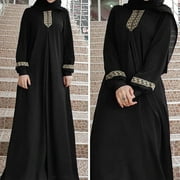 UIX Women Plus Size Print Abaya Jilbab Maxi Dress Casual Kaftan Long Dress