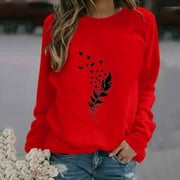 UIX Women's Print Long-sleeved Sweatshirt Casual Blouse Pullover