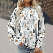 UIX Womens Ladies Fashion Christmas Collection Printed Pullover Sweatshirt Top Western Hoodies
