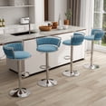 thumbnail image 1 of UIXE 360° Swivel Bar Stools Velvet Upholstered Adjustable Bar Chairs Set of 4 Silver Metal Barstool with Back & Footrest for Home and Kitchen, Blue, 1 of 5