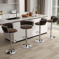 thumbnail image 1 of UIXE 360° Swivel Bar Stools Velvet Upholstered Adjustable Bar Chairs Set of 4 Silver Metal Barstool with Back & Footrest for Home and Kitchen, Coffee, 1 of 5