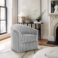 thumbnail image 1 of UIXE 360° Swivel Barrel Chair Curved Faux Fur Accent Chair Art Decor Style Round Club Arm Chair with Upholstered Seating for Home, Gray, 1 of 6