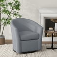 thumbnail image 1 of UIXE 360° Swivel Barrel Chair, Swivel Curved Accent Chair Art Deco Style Round Club ArmChair with Upholstered Light Grey Boucle Seating, 1 of 6