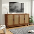 thumbnail image 1 of UIXE 4-Door Rattan Storage Cabinet Accent Furniture Cupboard Sideboard Cabinets up to 58" for Dining Room Hallway, Walnut, 1 of 7