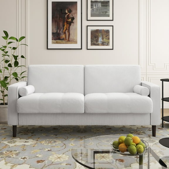 UIXE 62'' Loveseat Sofa for Living Room Indoor 2-seater Sofa Small Couch for Bedroom Office, Beige