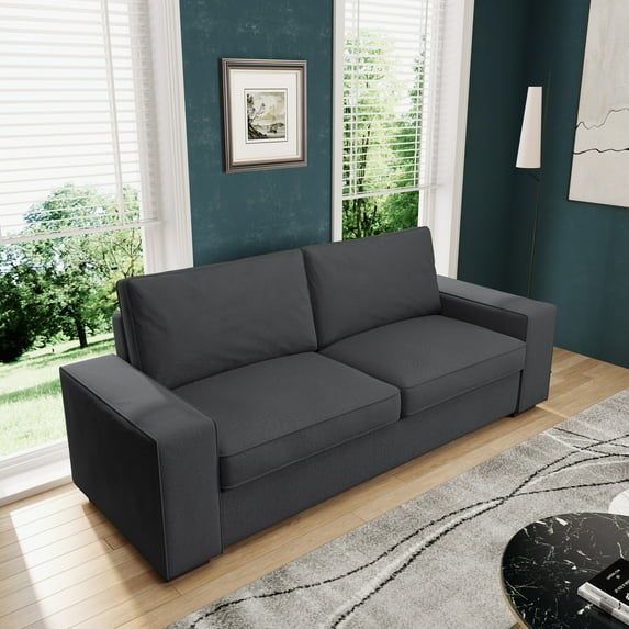 UIXE 80 Inch Loveseat Sofa Couch, Modern Comfy Upholstered 3-Seater Couches for Living Room, Wide Track Armrest Sofa Luxury Solid Wood Indoor Furniture, Dark Grey