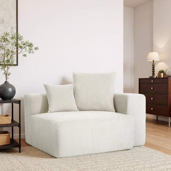 UIXE Accent Chair, Corduroy Oversized Armchair Upholstered Reading Chair for Living Room, Modern Single Sofa Deep Seat Bedroom Lounge Chair - Beige