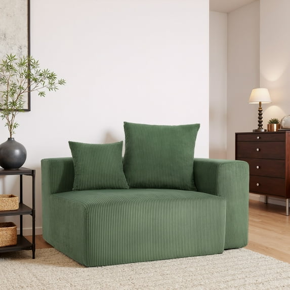 UIXE Accent Chair, Corduroy Oversized Armchair Upholstered Reading Chair for Living Room, Modern Single Sofa Deep Seat Bedroom Lounge Chair - Green
