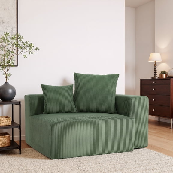 UIXE Accent Chair, Corduroy Oversized Armchair Upholstered Reading Chair for Living Room, Modern Single Sofa Deep Seat Bedroom Lounge Chair - Green