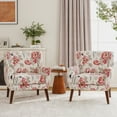 thumbnail image 1 of UIXE Floral Accent Chair Set of 2 Upholstered Armchair for Living Room Bedroom Side Sitting for Home Office, Pattern White, 1 of 7