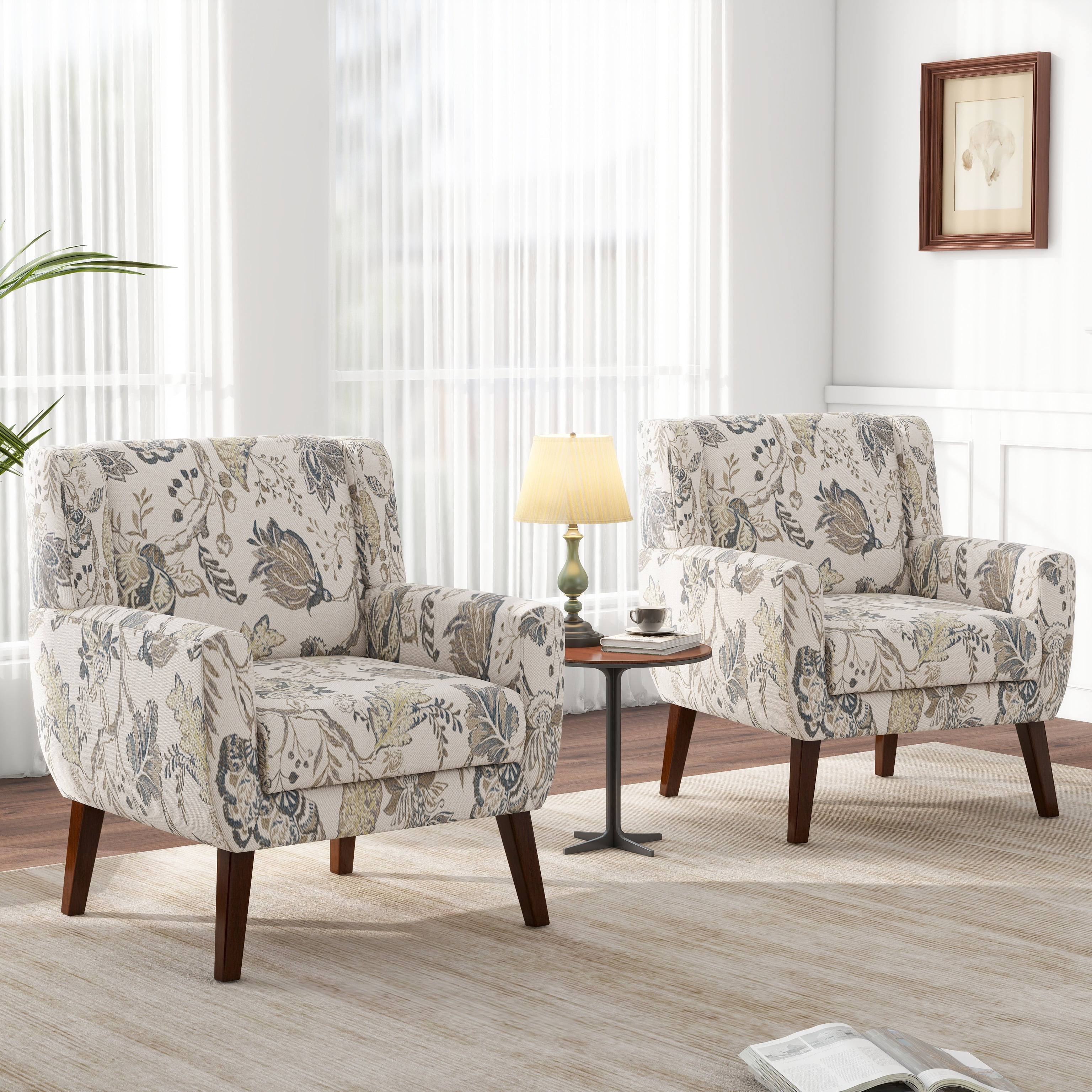 UIXE Accent Chair Set of 2 Upholstered Comfortable Armchair Modern ...