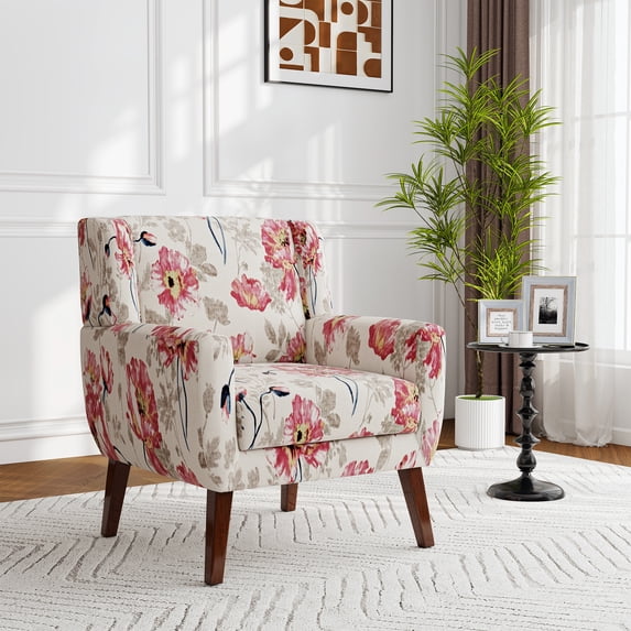 UIXE Floral Accent Chair Modern Upholstered Living Room Chair Cozy ...