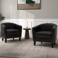 thumbnail image 1 of UIXE Accent Chairs Modern Upholstered Armchair Comfy Faux Leather Single Sofa, Black, Set of 2, 1 of 8