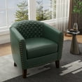 thumbnail image 1 of UIXE Accent Chairs Modern Upholstered Armchair Comfy Faux Leather Single Sofa for Bedroom, Green, 1 of 7