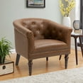 thumbnail image 1 of UIXE Brown Barrel Club Chair Modern Arm Accent Chair Comfy Faux Leather Upholstered Armchair, 1 of 6
