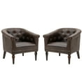 thumbnail image 1 of UIXE Chocolate Barrel Club Chair Set of 2 Modern Arm Accent Chair Comfy Faux Leather Upholstered Armchair, 1 of 6