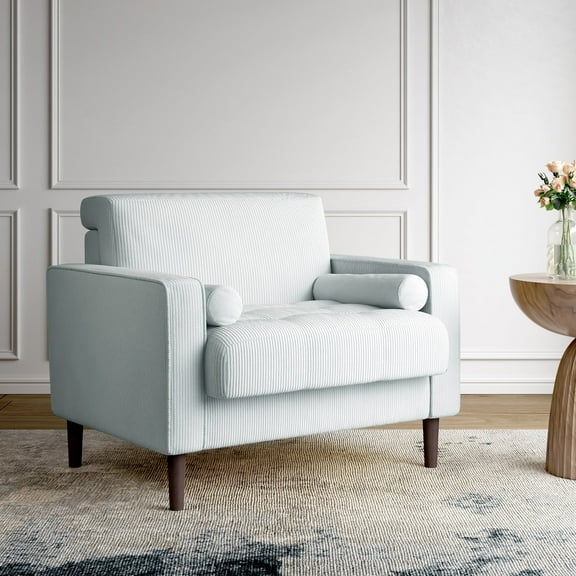 UIXE Oversized Accent Chair Corduroy Fabric Modern Armchair with Large Seat for Living Room Bedroom Reading, Beige