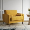 thumbnail image 1 of UIXE Corduroy Accent Chair Modern Upholstered Arm Chairs Comfy Reading Armchair with Pillow Armrest Tufted Living Room Single Sofa Lounge Seat, Yellow, 1 of 6
