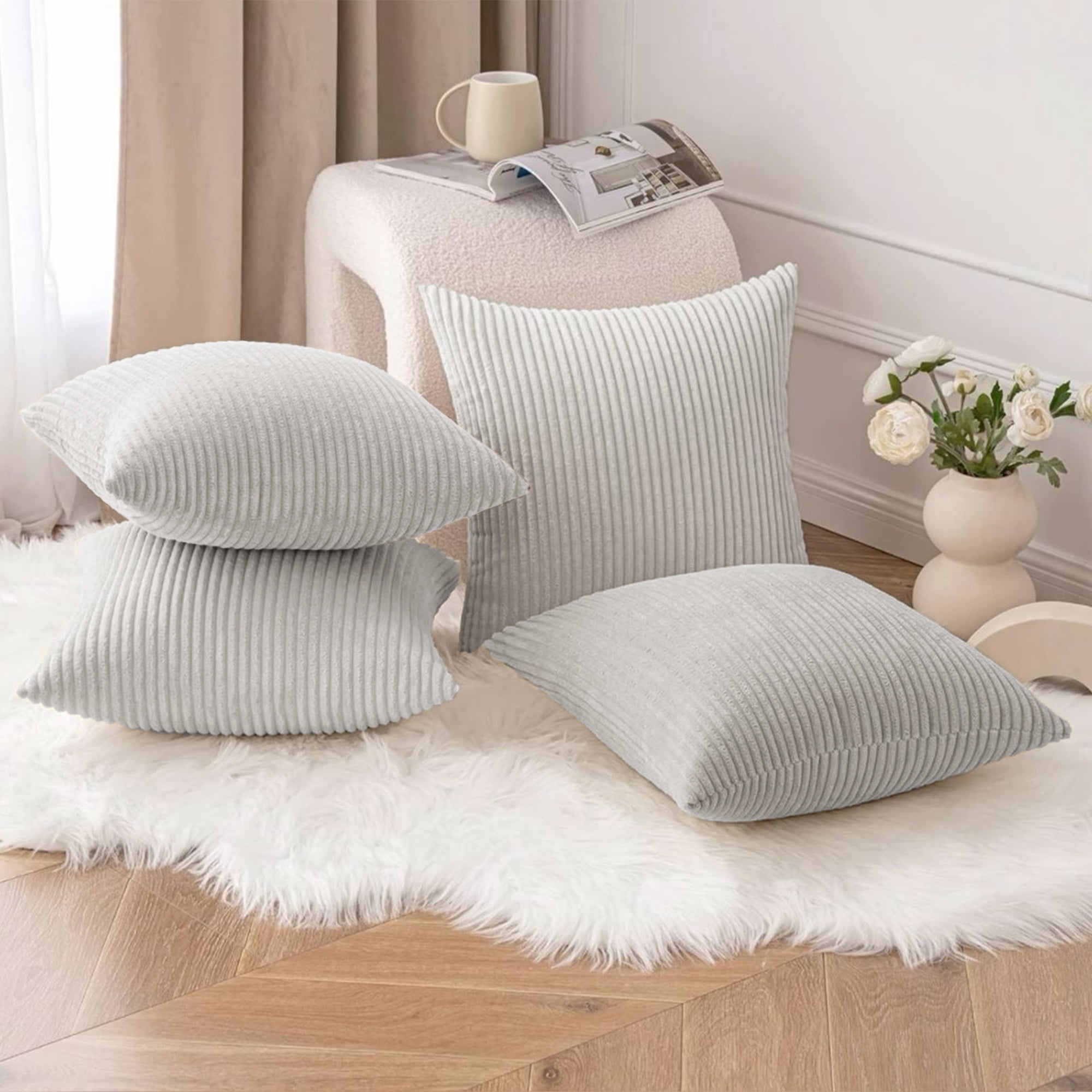 UIXE Decorative Throw Pillows Set of 4 with Inserts Included 17" x 17