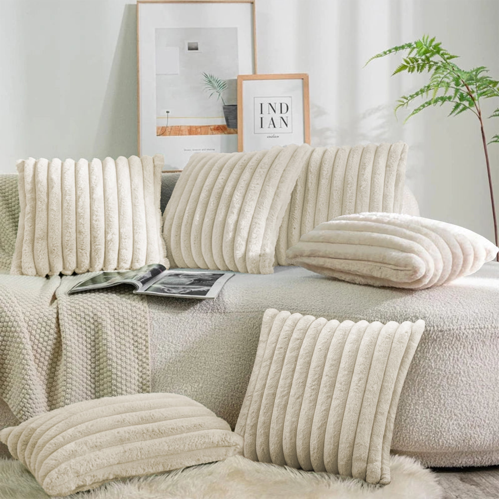 UIXE Decorative Throw Pillows Set of 6 with Inserts Included 17" x 17
